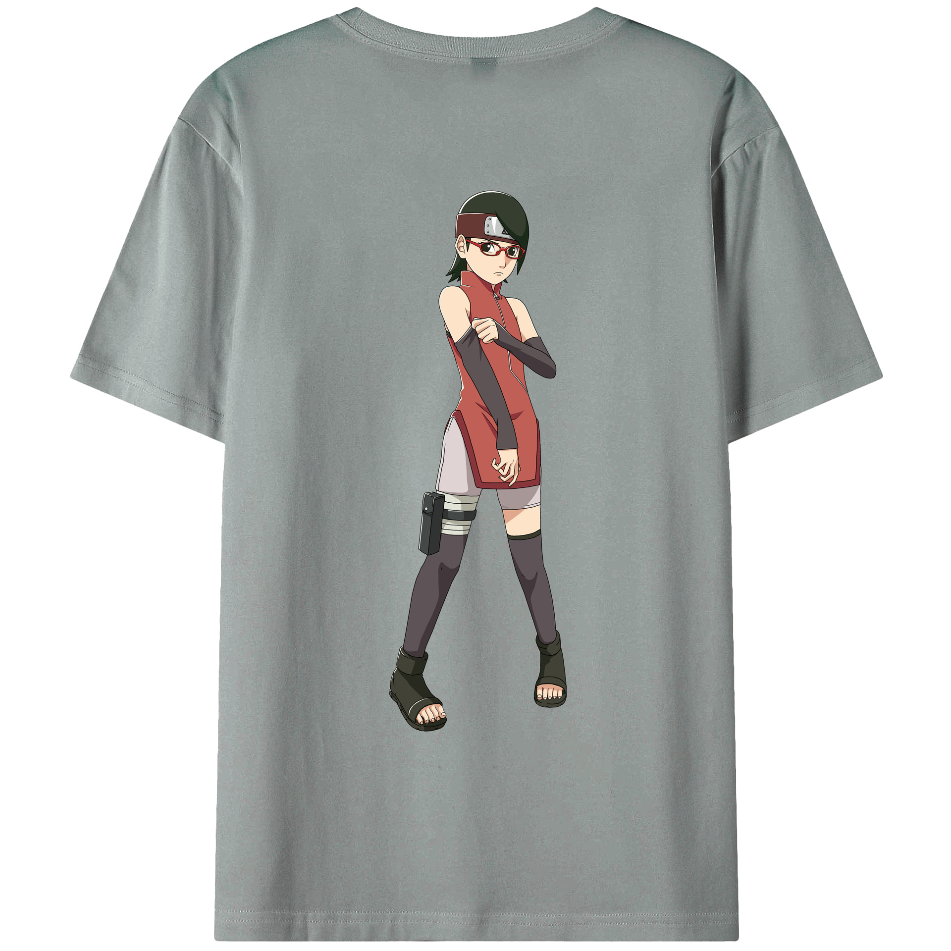 （画像用） NARUTO -ナルト- うちは サラダ Uchiha Sarada 綿100％ メンズ半袖Tシャツ（バックプリント） 通気性